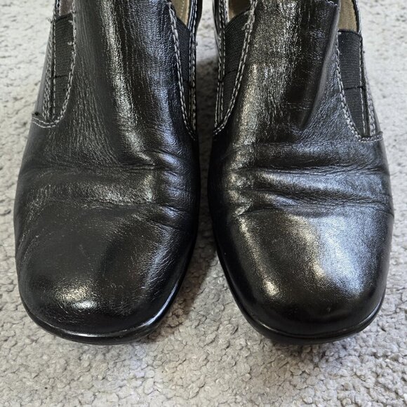 Naturalizer Winnie Black Leather Low Wedge Slip On Loafers N5 Comfort WIDE 7.5W - Picture 4 of 11